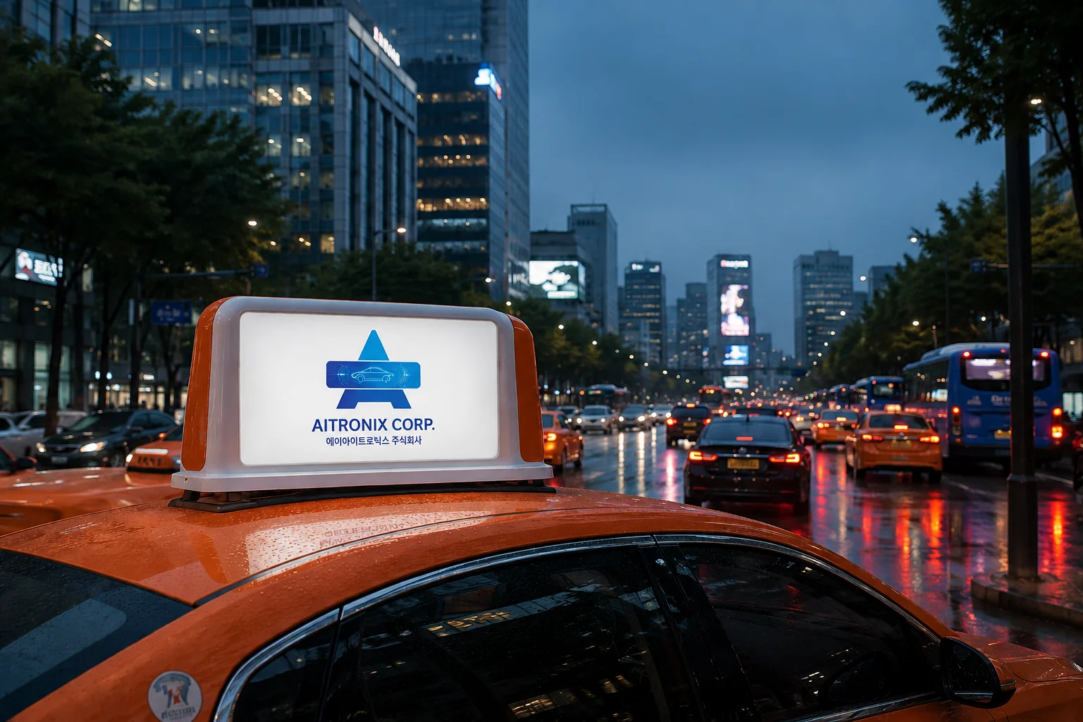 AITRONIX 택시 상단 디지털 광고보드 이미지